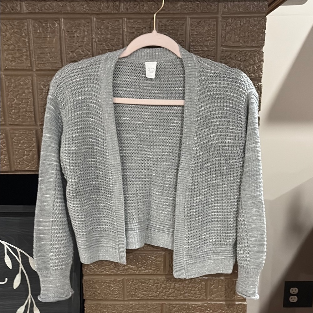Evsie Gray Open-Front Knit Sweater